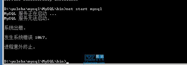 图片[1]-启动mysql数据库报错：系统出错 发生系统错误1067 进程意外终止的解决方法-易站站长网