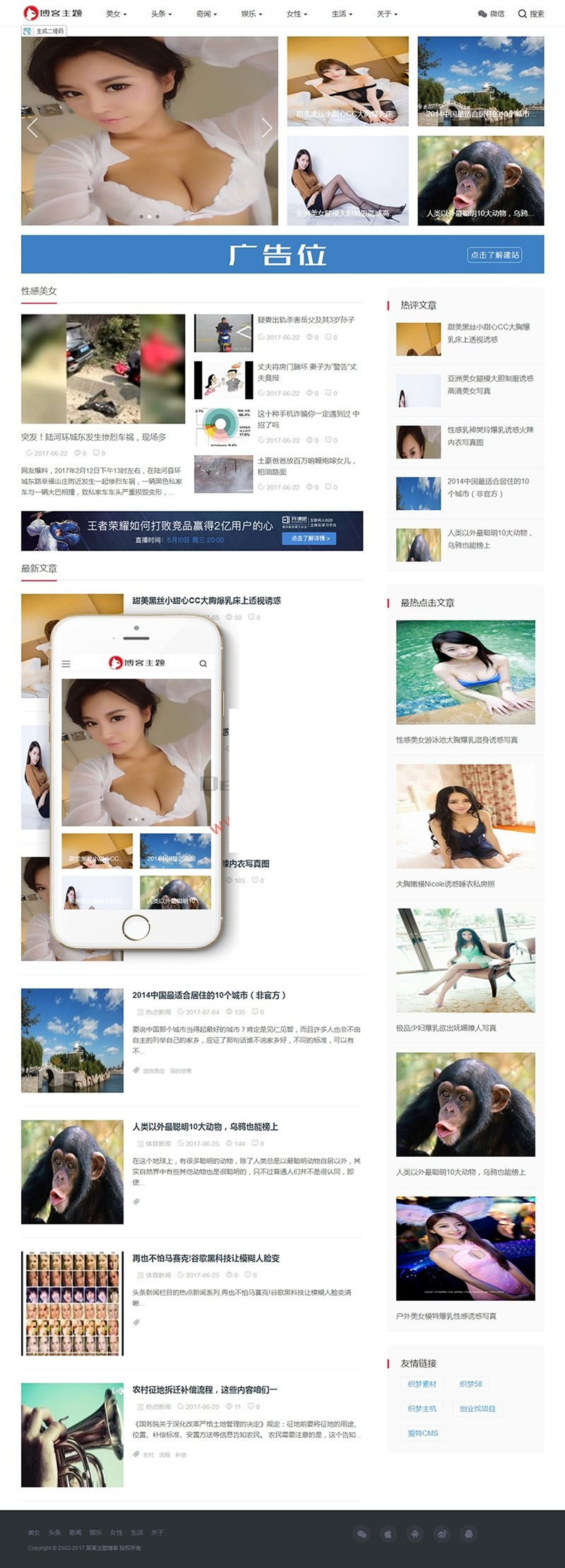 响应式主题博客新闻网站源码-dedecms织梦模板-易站站长网