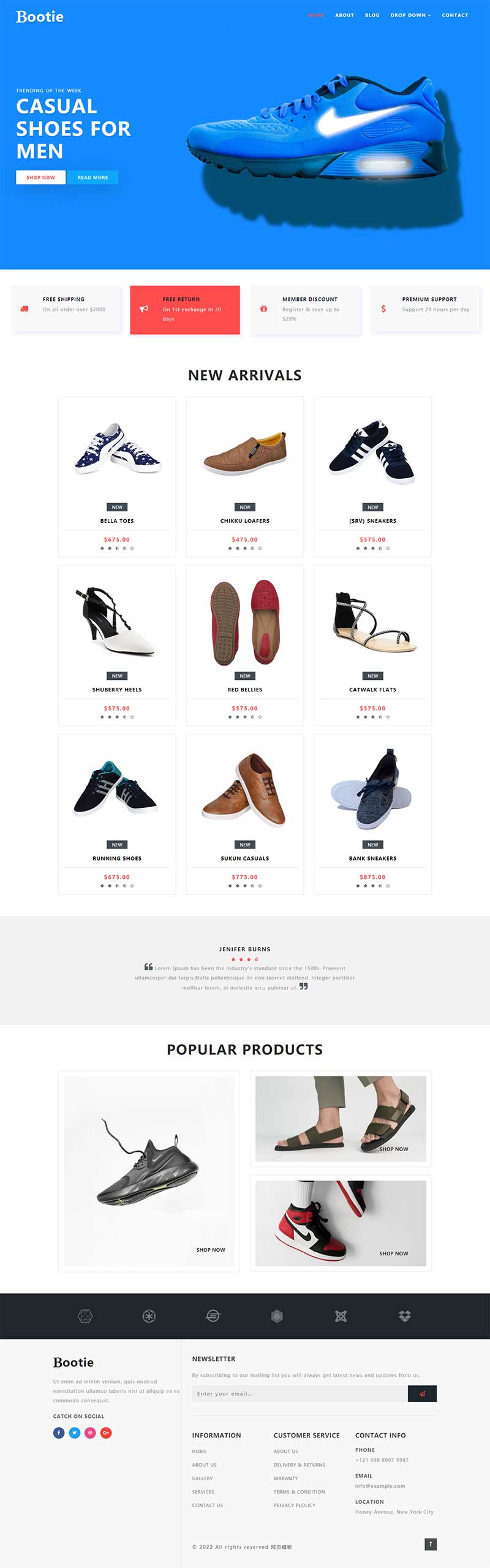 简洁大气的鞋子商城bootstrap响应式网页模板源码-易站站长网