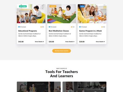 儿童兴趣教育展示响应式网页模板源码-易站站长网