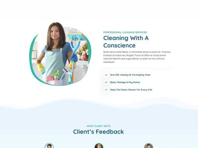 绿色清爽的家政清洁服务公司网站模板源码-易站站长网