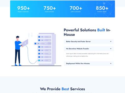 蓝色风格IDC服务器主机托管网站HTML5模板源码-易站站长网