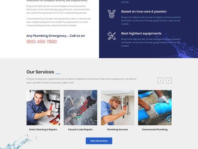 管道修理家政保洁公司网站Bootstrap模板源码-易站站长网