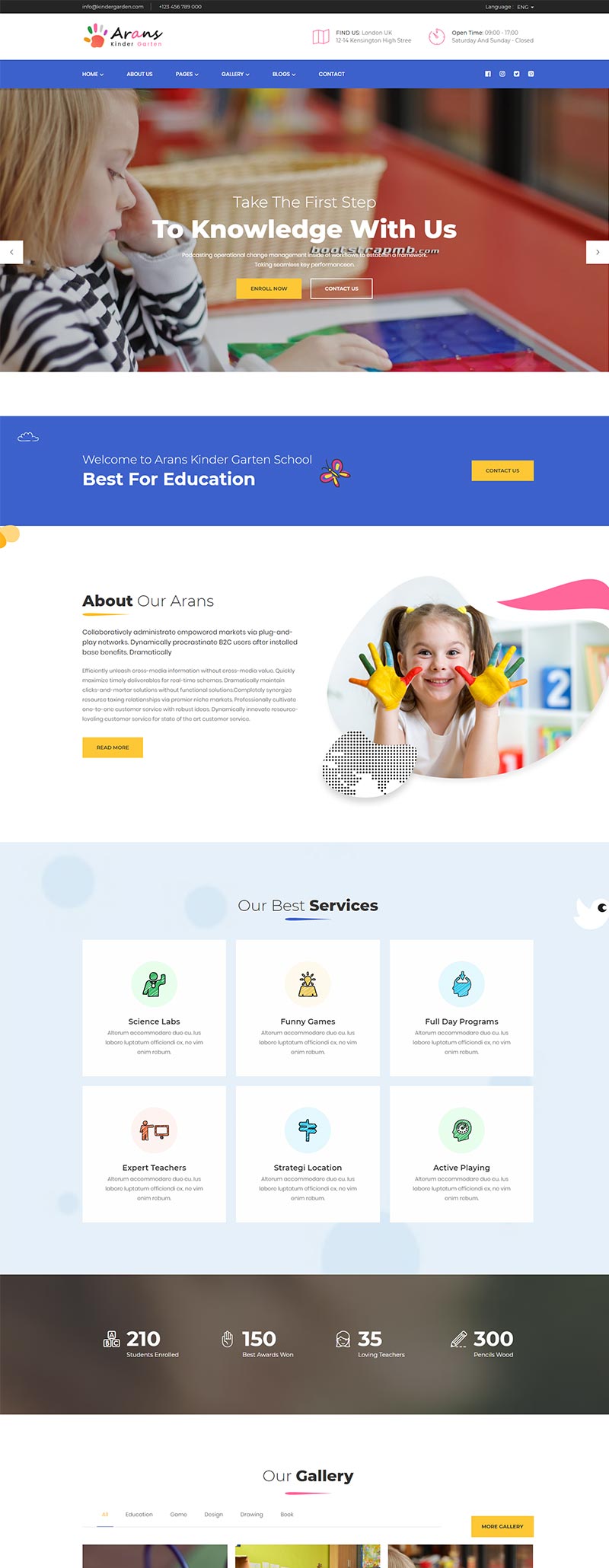 幼儿园早教中心网站Bootstrap响应式模板源码-易站站长网