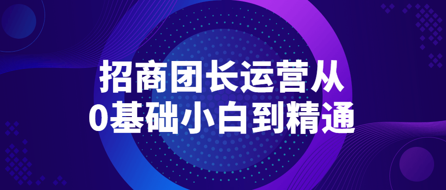 招商团长运营从0基础小白到精通-易站站长网