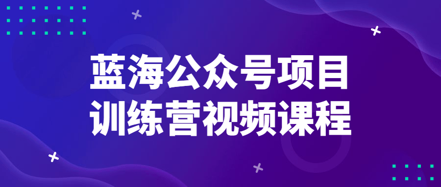 蓝海公众号项目训练营视频课程-易站站长网