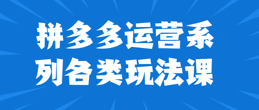 拼多多运营系列各类玩法课程-易站站长网